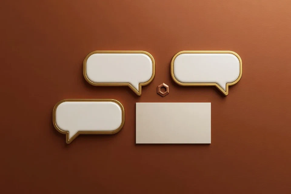 Burbujas de conversación junto a una tarjeta de consulta